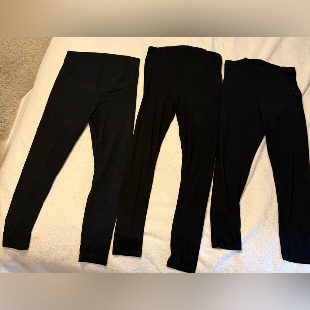 Set of 3 Black Maternity Leggings (medium)